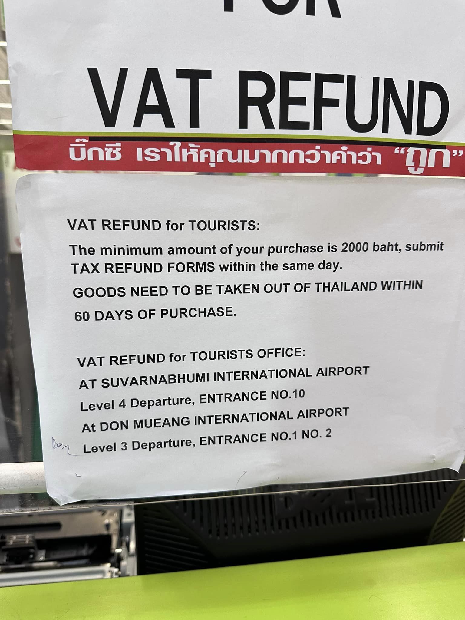 hoàn thuế khi mua hàng ở thái lan